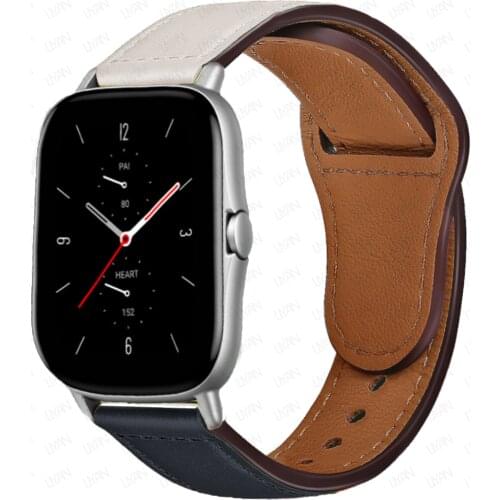 20mm/22mm band For Amazfit GTS/2/2e/GTS2 Mini/GTR 42mm/47mm/GTR2/2e/stratos 3 belt leather Watch Bracelet Amazfit bip/pace strap