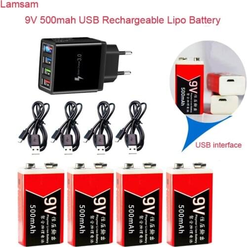 S19 9V 500mAh USB Rechargeable 9V Lipo Battery RC Battery For microphone/remote control/ RC Camera Drone