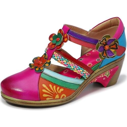 Retro Genuine Leather Hollow out Pattern Hook Loop Sandals Casual Loafers Soft Sole Woman Vintage Flower Flats Spring New