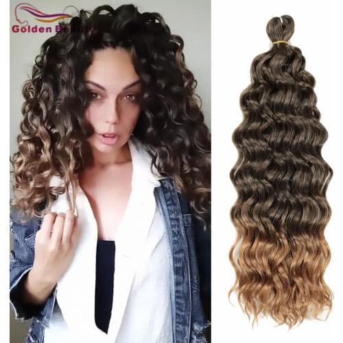 GolddenBeauty Ocean Wave Synthetic Hair Crochet Braids Hair Extensions 24Inch Hawaii Curl Ombre Curly Blonde Pink For Women