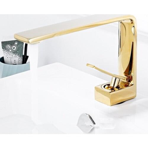 Bathroom Basin Faucets Solid Brass Hot & Cold Sink Mixer Crane Taps Single Handle Deck Mounted Creative White/Chrome/GoldBlack