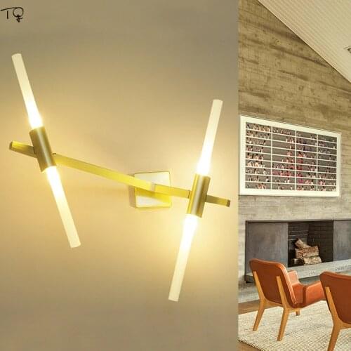 Modern Minimalist Lustre Brach Wall Sconce Light Fixture Led Industrial Designer Double Head Gold Black Bedroom Bedside Corridor