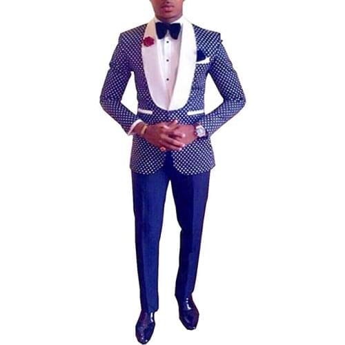 Navy Blue/Black/Royal Blue Groomsmen Groom Tuxedos Shawl White Lapel Men Suits Wedding Best Man ( Jacket+Pants + Bow Tie) C584