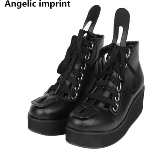 Angelic imprint woman mori girl lolita cosplay punk shoes lady mid trifle heels pumps women princess dress party shoes 5cm 33-47