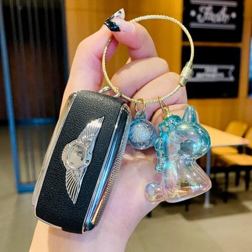 Creative Personality Unicorn Acrylic Keychain Wire Ring Transparent Unicorn Keyring Women Girl Backpack Car Pendant Key Holder