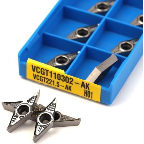 10PCS VCGT110304 AK H01 VCGT 110304 Aluminum cutter blade Insert Cutting Tool turning tool CNC Tools AL +TIN Alloy wood