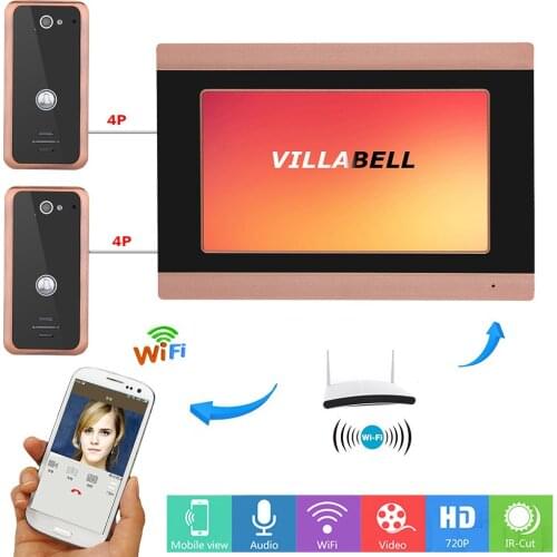 7inch Wired Wifi Video Doorbell Intercom Entry System with 2 X 1000TVL Camera Night Vision Support APP intercom,Recording