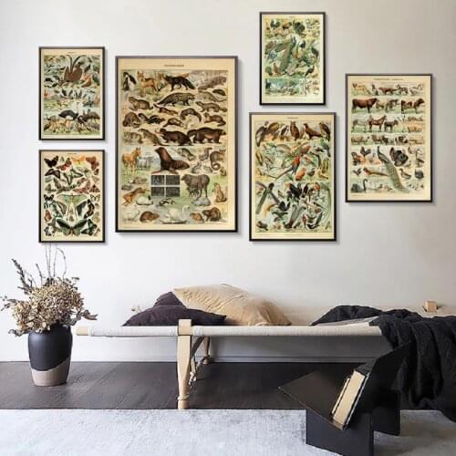 Vintage Animals Posters and Prints on The Wall Canvas Painting Deer Dog Birds Horse Wall Art Pictures Living Room Home Decor