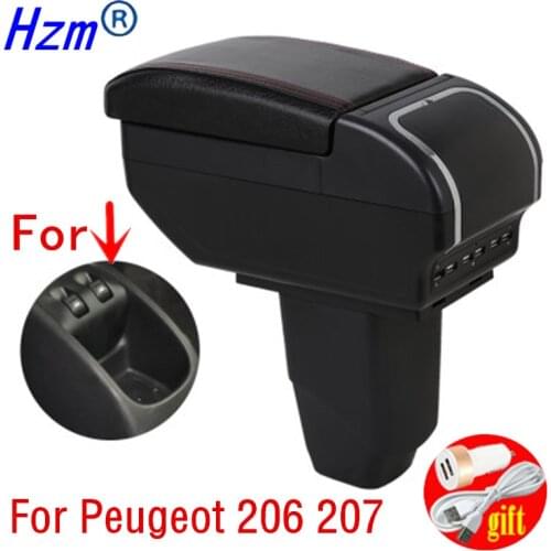 Rotatable Car Center Centre Console Storage Box For Peugeot 206 207 Armrest box USB Charging ashtray