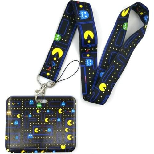 Funny Game Cartoon Cute Lanyard Credit Card ID Holder Bag Student Women Travel Card Cover Badge Car Keychain Decorations