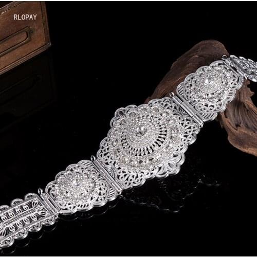 Gold Metal Belts for Algerian Special Occasion Dresses Arabic Evening Party Gown Caftan Belts Rhinestone Wedding Belts