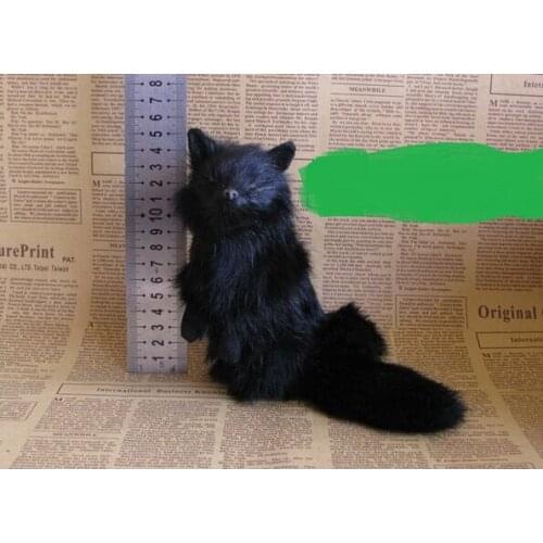 15x14cm raise-up legs black fox model toy ,polyethylene resin handicraft, home decoration gift a2495