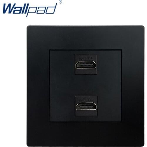 2 HDMI-compatible Socket For DATA Transmission Black Wallpad Luxury Wall Power Electrical Outlet PC Panel