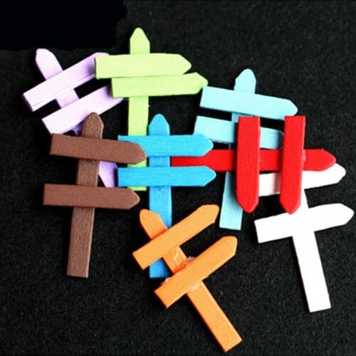 3PCS Wooden Mini World Micro Landscape Ornaments DIY Simulation Flexible Flower Fence Decor