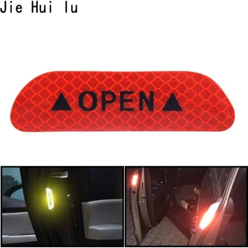 4Pcs/set Car Door Stickers Universal Safety Warning Mark Open High Reflective Tape Auto Exterior Motorcycle Bike Helmet Sticker