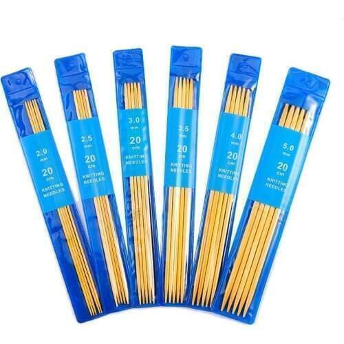 5Pcs/Set Knitting Needles 2-5mm Double Pointed Bamboo Crochet Hook DIY Sweater Socks Weave Knitting Tools 20cm