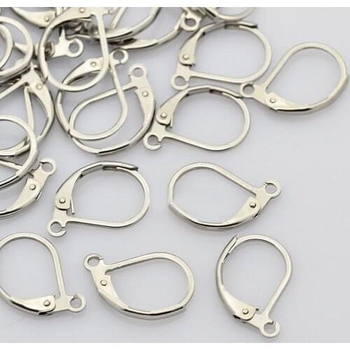 50pcs/lot 11x16mm DIY Jewelry Making Stainless Steel Ear Wires Hoop Earring Hooks Nickel Freer Components