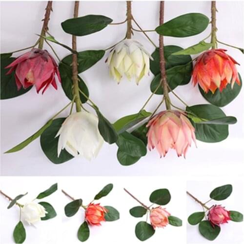 7Pcs Fake Single Stem Monarch Flower 26.38" Length Simulation Protea Cynaroides for Wedding Home Decorative Artificial Flowers