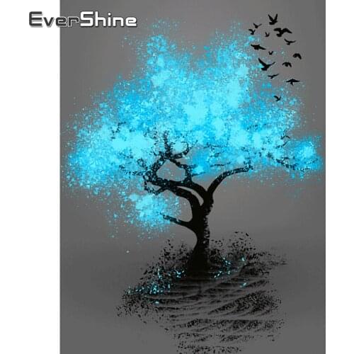 EverShine 5D Full Drill Square Diamond Embroidery Tree DIY Diamond Painting Landscape Picture Mosaic Rhinestones Handmade Hobby