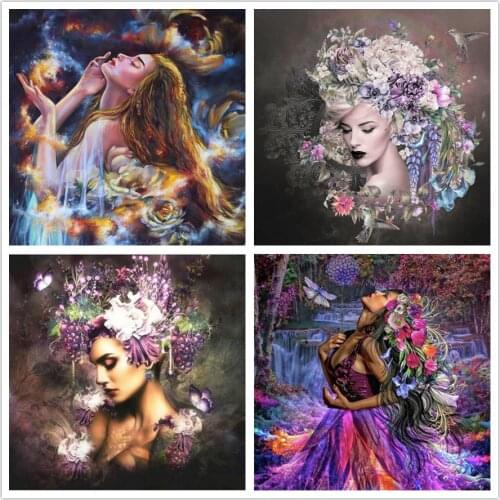 Diamond embroidery hummingbird flower iris fantasy woman cross stitch DIY diamond painting sale European style sexy beauty pictu