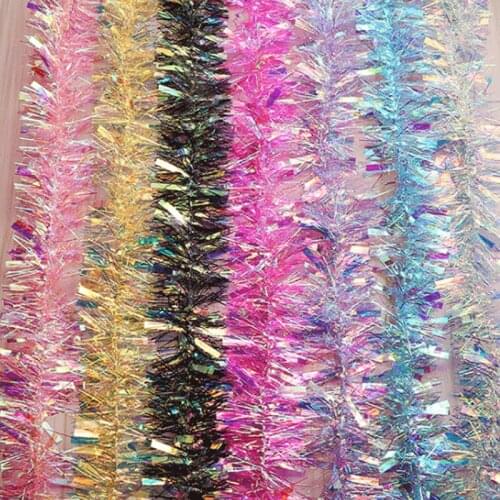 Glitter Tassel Paper Ribbon Garland Colorful Christmas Tree Bar Decor Ornament For Wedding Party Supplies Garden Decorations