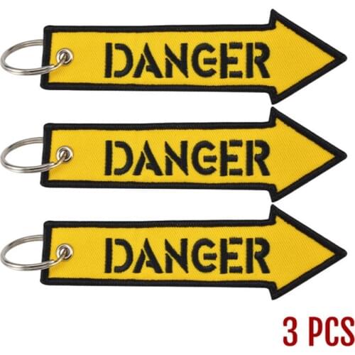 3 PCS/LOT Remove Before Flight Fashion Key Chain Keychain for Motorcycles and Cars Key Tag Embroidery DANGER Key OEM Keychain