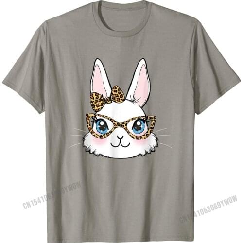 Easter Bunny Rabbit with Leopard Glasses T-Shirt Unique Tops & Tees Cotton Mens T Shirts Unique Newest