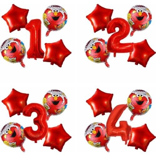 Sesame Street Balloon Red 32 inch Number 1 2 3 4 5 6Th Boy and Girl Birthday Wedding Party Balloons Decorations