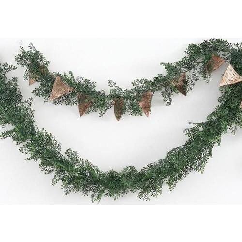 180cm Artificial Rattan Wall Hanging Plastic Fake Hanging Garland Plant Home Decoration for Wedding Green Leaf Artificial Rattan