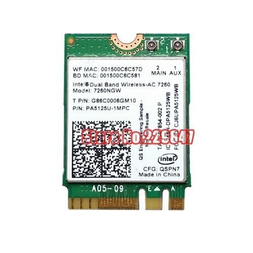 Kartu nirkabel untuk For Dual Band AC 7260 7260NGW NGFF WIFI Bluetooth kartu pci-e, 802.11ac Dual Band 2 x 2 Wi-Fi