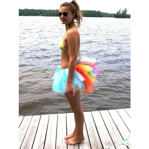 Short Beach Rainbow Dance Sexy Fluffy Girl Women Tutu Skirts Ball Gown Photo T-show Tulle Skirt Birthday Party Clothes Dress