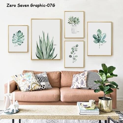 Beautiful Watercolor Green Bloom Plant Leaf A4 Canvas Art Painting Print Poster Picture Wall Living Room Home Decoration Mural