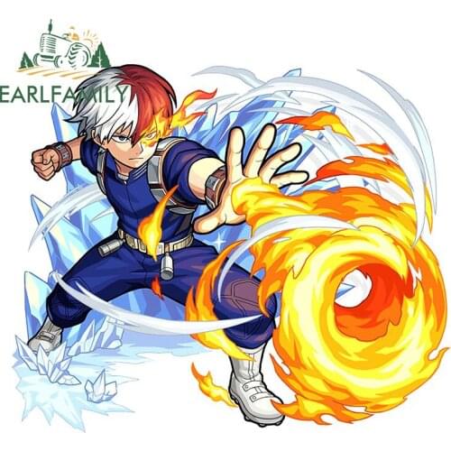 EARLFAMILY 13cm x 10.8cm Anime Todoroki Creative Car Stickers for My Hero Academia Decals VAN JDM Waterproof Sticker Wrap