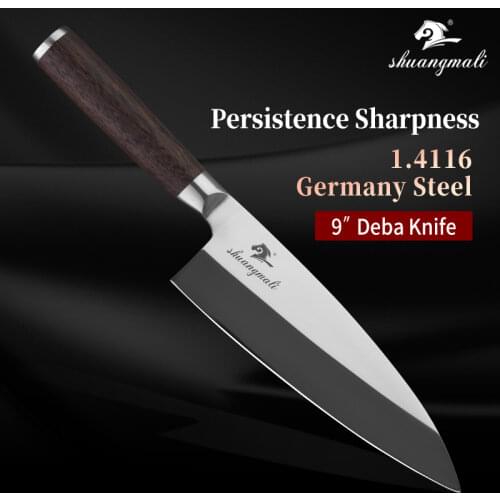 Kitchen Knives Japanese Fish Filleting Deba Knife Stainless Steel Pakka Wood Handle