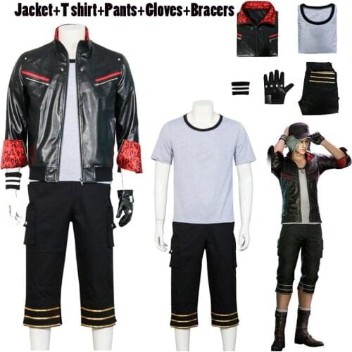 Leslie Kyle Cosplay Costume Men Leather Jacket for Adult T-shirt Pants Gloves Set Halloween Carnival Outfit