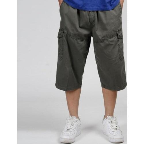 Summer Quick-Drying Loose Cropped Pants Mens Casual Hip Hop Trousers Tactical Cargo Pants Fashion Elastic Joggers Sweatpants