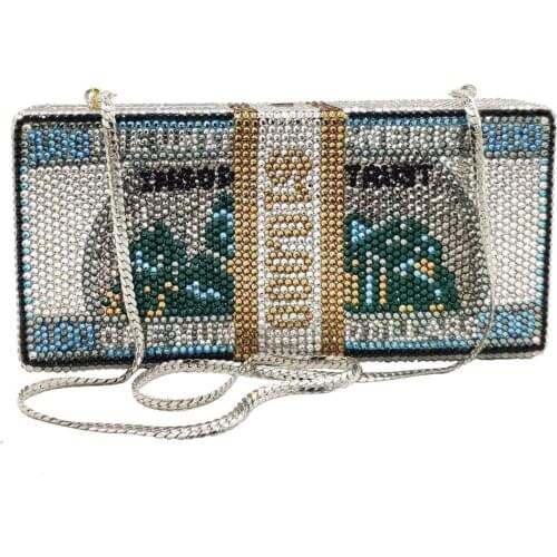Stack of Cash Dollars Designer Handbags Women Money Box Clutch Evening Bags Diamond Party Cocktail Purse Handbag clutches bags
