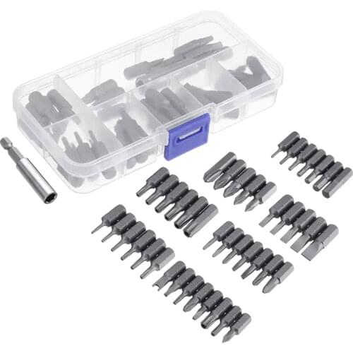44Pcs S2 Alloy Steel Screwdriver Bit Set Phillips Slotted Torx Hex Screwdriver Bits with Extension Rod 1/4 Inch Hex Shank