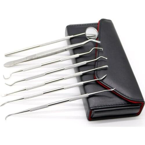 Dental Tool Set Stainless Steel Mouth Mirror Probe Tooth Care Kit Instrument Tweezer Hoe Sickle Scaler Dentist Prepare Tools