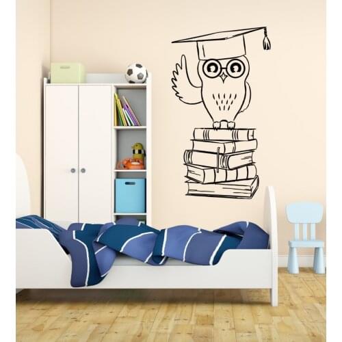 Wall Sticker Owl Student College Education Books For Kids Room Removable Vinyl Wall Art Stickers Wall Decals For Bedroom ZA087