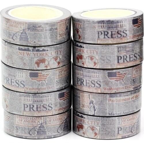 NEW 10pcs/Lot Decorative Retro American Newspapers Columns Washi Tapes DIY Planner Adhesive Masking Tape Cute Papeleria