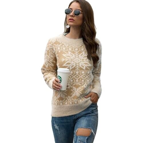 Autumn and winter new style womens explosive Christmas sweater womens snowflake pullover sweater