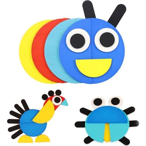 Jigsaw Puzzle Wooden Pattern Animals Jigsaw Puzzle Sorting Stacking Games Montessori Educational Toys for Toddlers Children Gift