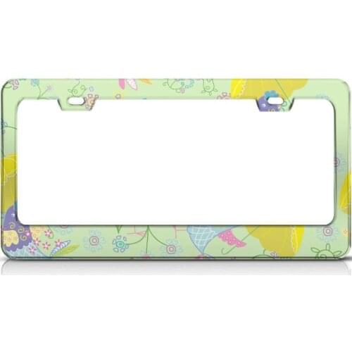 Peceeta Fish With Umbrella License Plate Frame 2 Holes 1 Frame Matte Aluminum Rust-Proof Rattle-Proof Frame