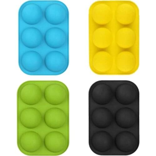 Semicircle 6 Cavity Small Cake Non-stick Baking Molds Silicone Chocolate Candy Baking Tray for Making Cake Cupcake