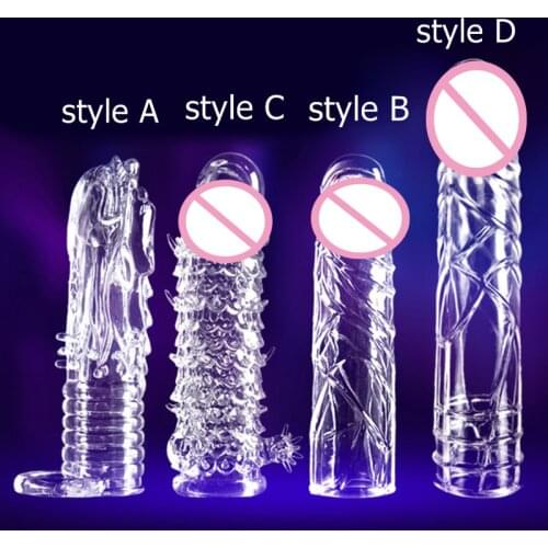 Transparent Spike Condoms Male Crystal Penis Ring Time Delay Extender Penis Sleeve Cock Ring Sex Adult Products For Men