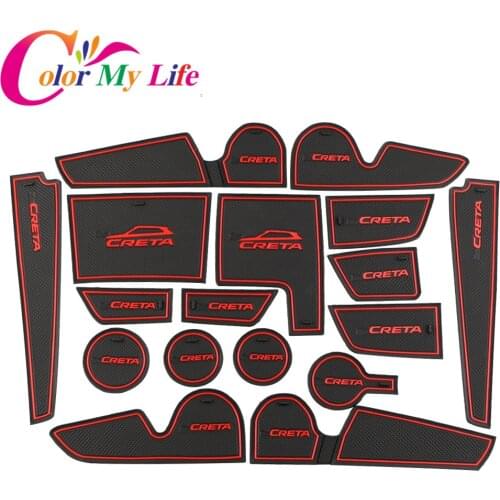 For Hyundai Creta Ix25 Rubber Mats Door Mat Anti-slip Cup Pad Interior Decoration Accessory Styling 2015 - 2018 Gate Slot Pad