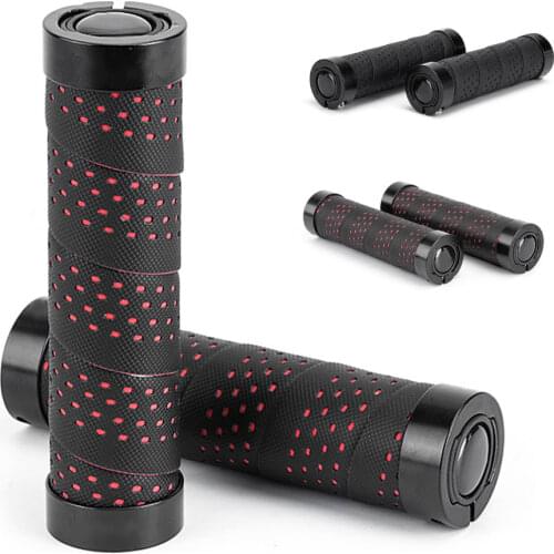 2Pcs Bike Handle Grips PU Leather Bike Handlebar Grips Rubber Non-slip Lock Sleeve MTB Cycling Bicycle Grip for MTB Bicycle