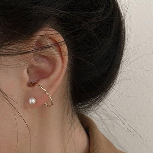 TIMEONLY Simple Auricle Shape Stud Earring Elegant Simulated Pearl Earring for Women Female Korean Fashion Statement Jewellery