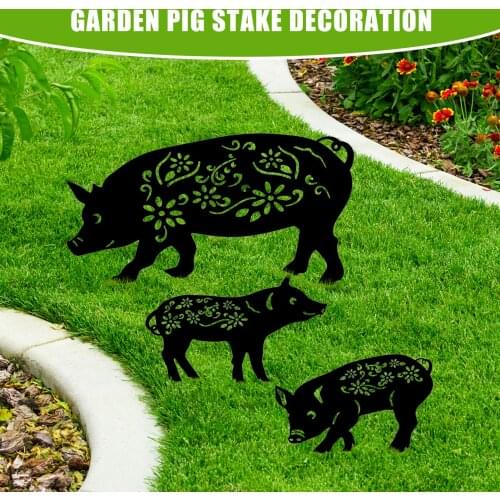 Garden Pig Stake Decoration Pig Piglet Yard Art Stakes Animal Silhouette Garden Decoration For Courtyards Backyards Lawns